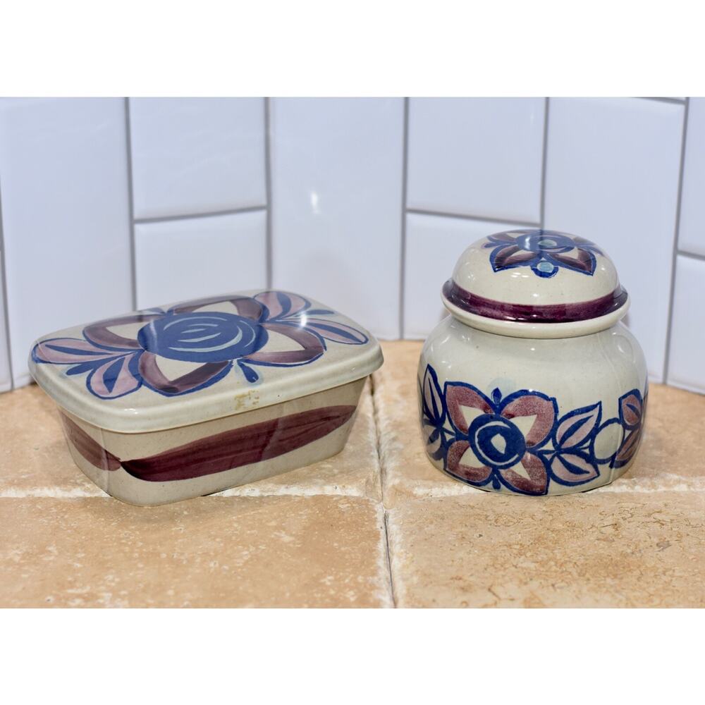 MCM Stavanger flint Norway Camilla Square Lidded Box & Jar Modernist Pottery JW